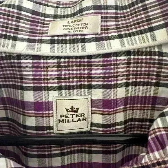 Peter Millar Purple Button Down -Size Large 100% Cotton - Picture 3 of 4